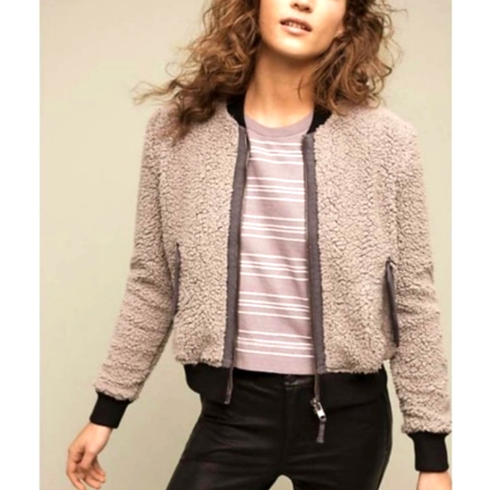 Marrakech Sherpa Bomber Teddy Jacket Anthropologie Fleece Coat - Picture 2 of 10